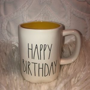 RE Dunn Happy Birthday yellow inside mug